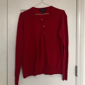 August silk red button down cardigan